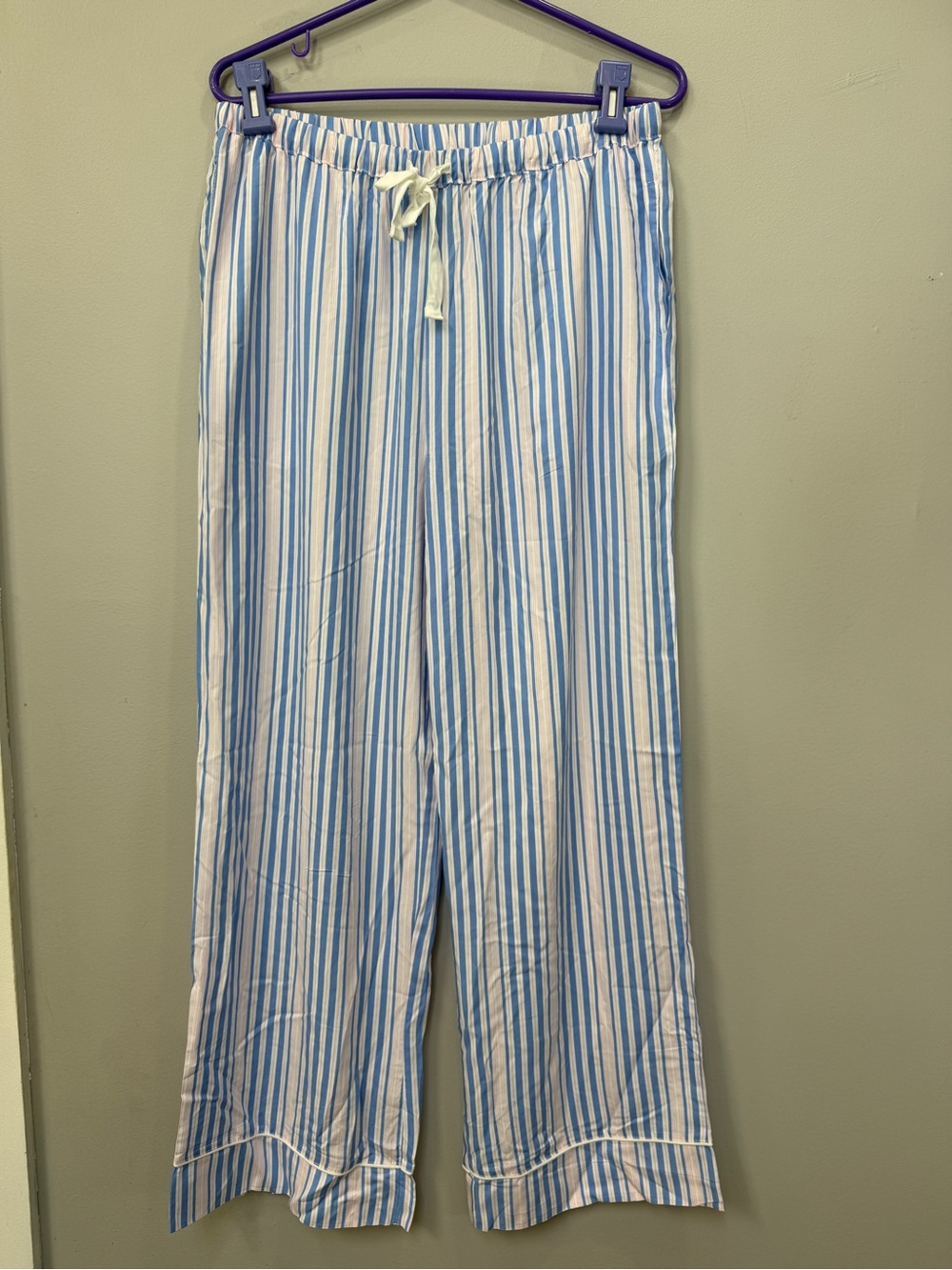 U.S. Polo Assn. Blue and White Striped Drawstring Pajama Pants